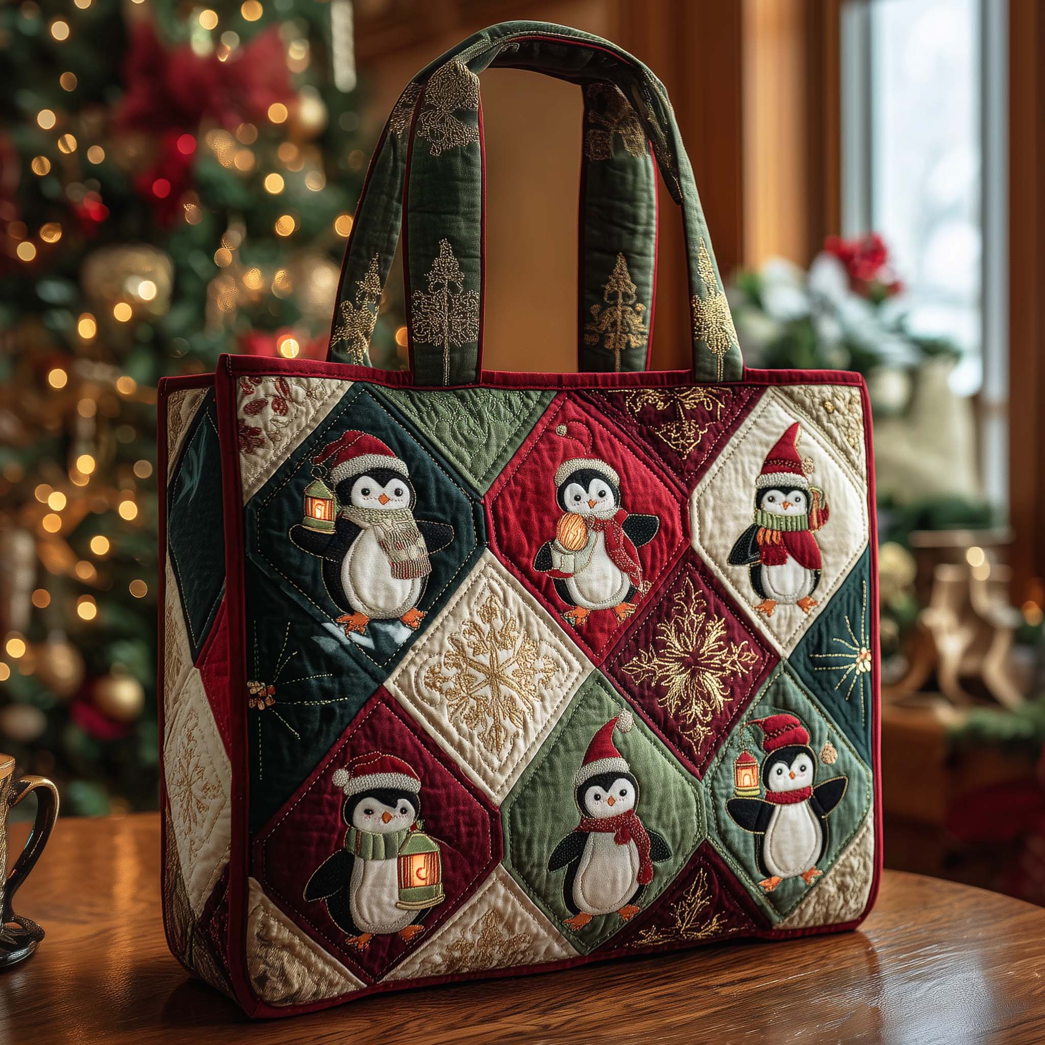 Christmas Patchwork Quilted Tote Bag GFTOHD12474